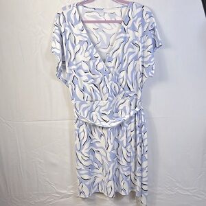 Nine West XL Wrap Front Dress. Purple White and Black with Belt New Without tag